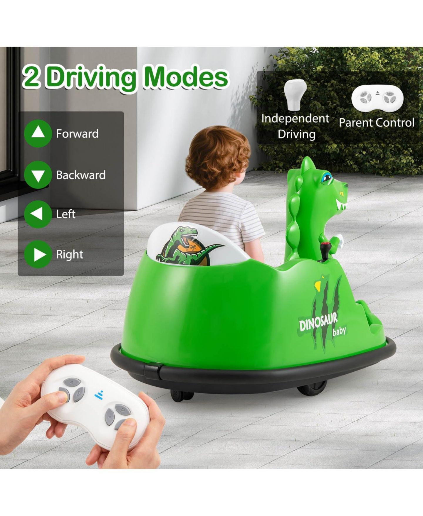 Детская игрушка Mecale Dinosaur Remote-Control Spray Bumper Car, цвет: Зелёный — фото 5