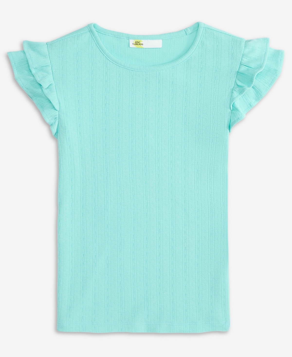 Epic Threads Little & Big Girls Ruffled-Sleeve Pointelle Top, Macy's Exclusive