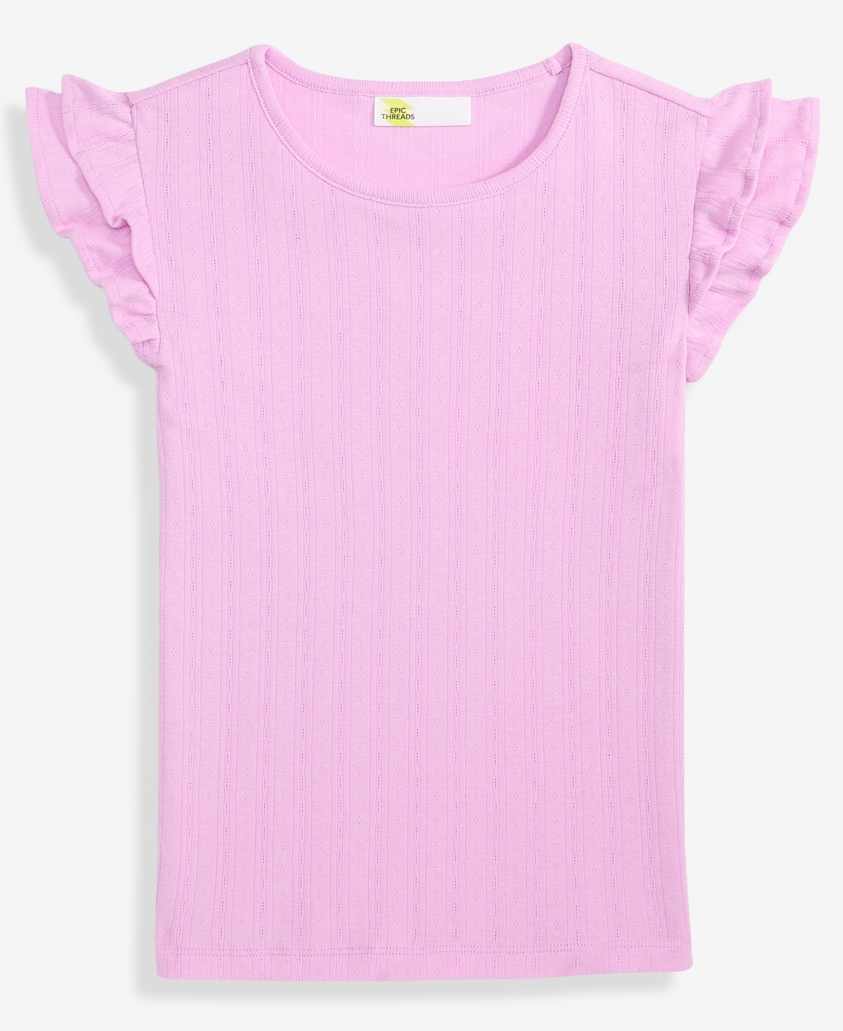 Epic Threads Little & Big Girls Ruffled-Sleeve Pointelle Top, Macy's Exclusive