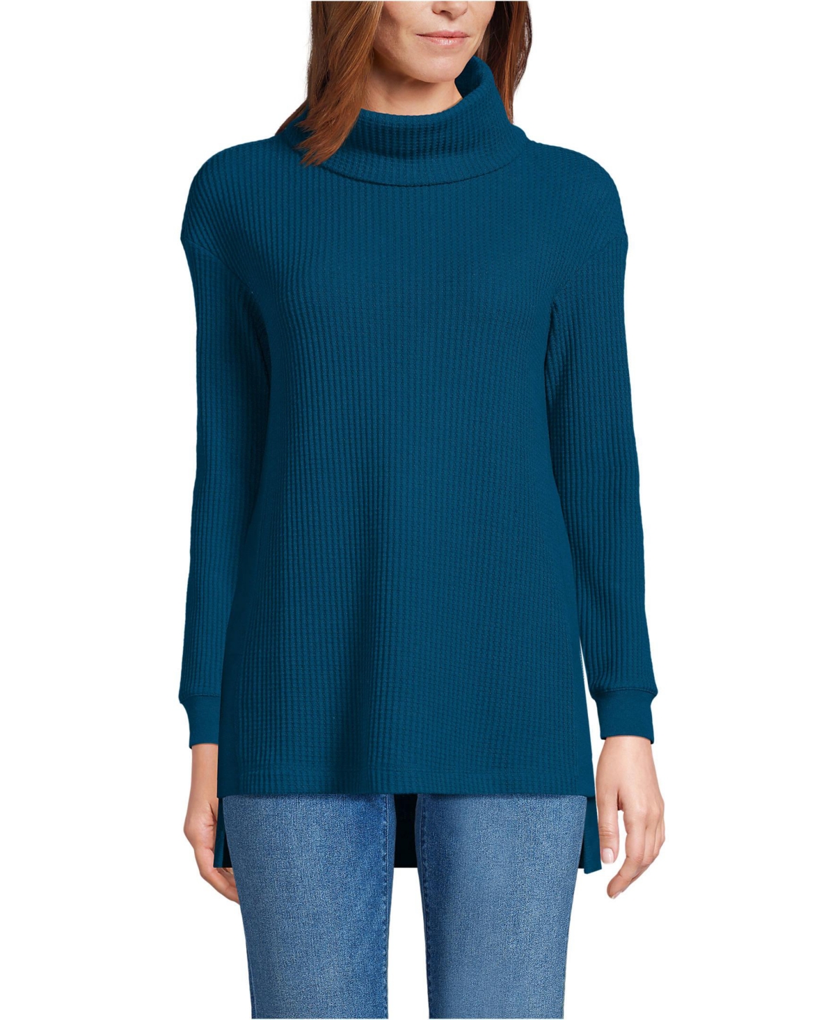 Lands' End Women's Long Sleeve Waffle Cowl Neck Tunic