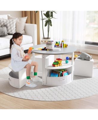 5 Piece Kids Play Table and Chairs Set Round Nesting Table Toddler Furniture