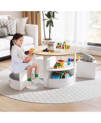 5 Piece Kids Play Table and Chairs Set Round Nesting Table Toddler Furniture