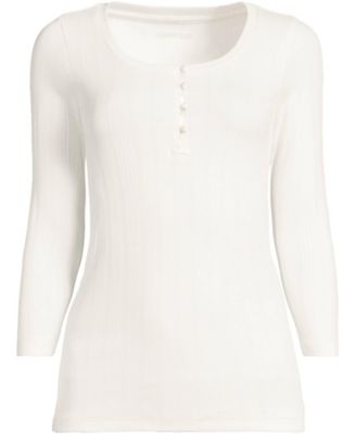Women's 3/4 Sleeve Variegated Micro Rib Henley