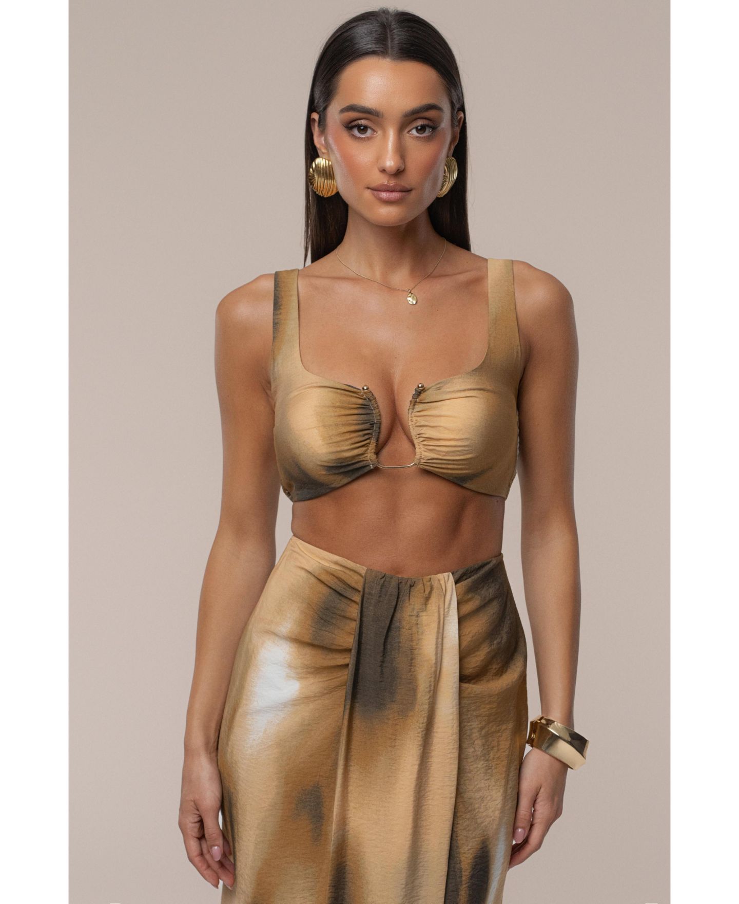Женская юбка JLUXLABEL Flowing Elegance Maxi, цвет: Коричневый — фото 5