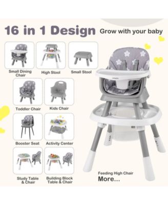 16-in-1 Baby High Chair w/ Activity Center Booster Seat Building Block Table