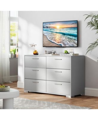 6 Drawer Storage Cabinet with Metal Legs Handles with Anti-Toppling Devices