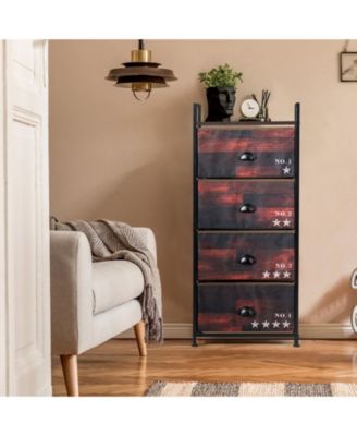 Industrial 4 Fabric Drawers Storage Dresser