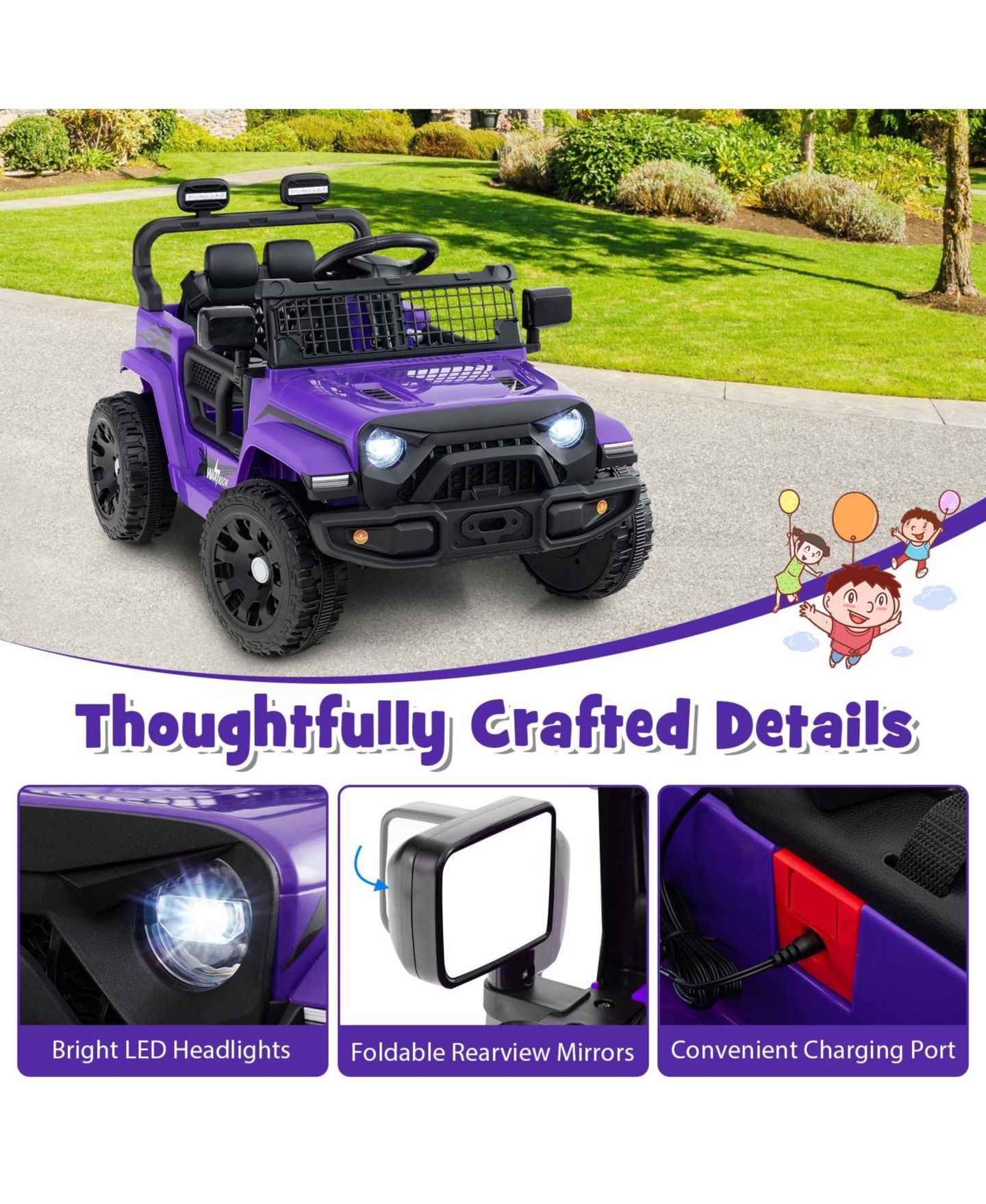 Детская игрушка Mecale 12V Kids' Ride-on Truck with Battery Powered & Remote Control, Ages 3+, цвет: Фиолетовый — фото 5