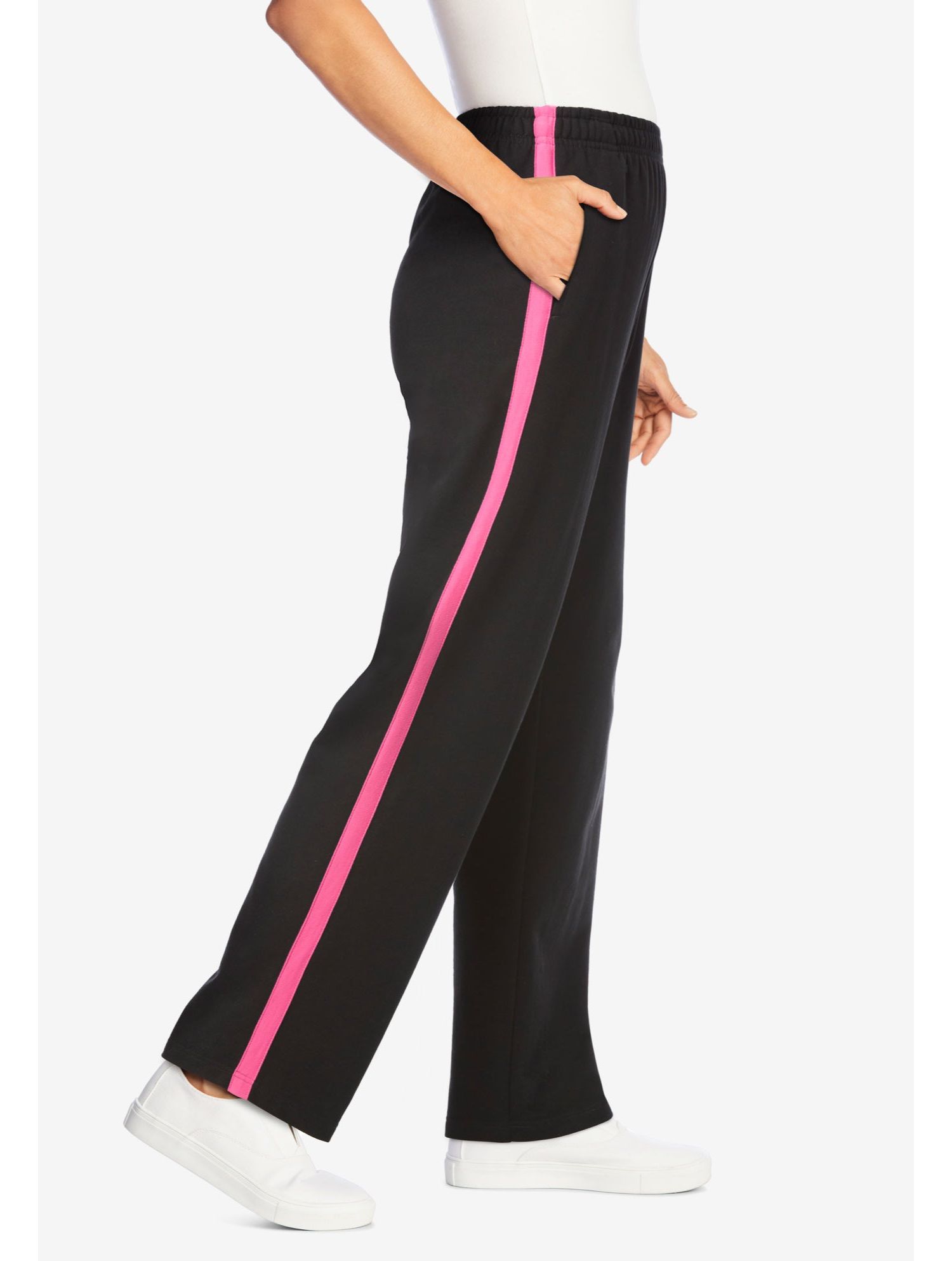 Women's Within Cotton French Terry Straight-Leg Pull-On Side-Stripe Pants
