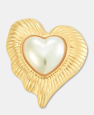 I.N.C. International Concepts - Imitation Pearl Textured Heart Pin