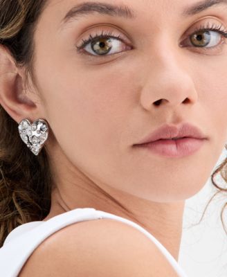 Crystal & Imitation Pearl Heart Drop Earrings, Macy's Exclusive