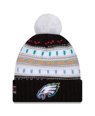 New Era - Women's Black Philadelphia Eagles 2025 NFL Crucial Catch Cuffed Knit with Pom Hat