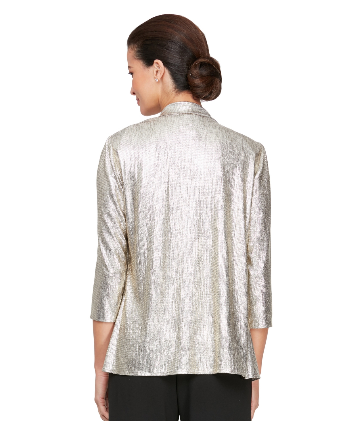 Alex Evenings Women's Petite Foil Knit Twinset In Metallic