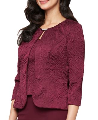 Petite Tea-Length Textured Jacquard Dress And Jacket