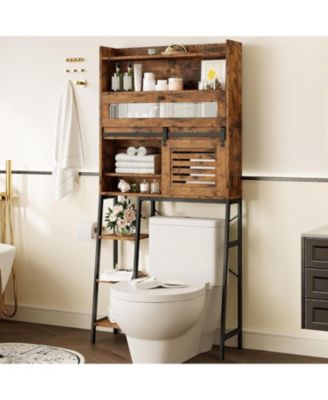 Over The Toilet Storage with Cabinet for Bathroom, Vintage Brown