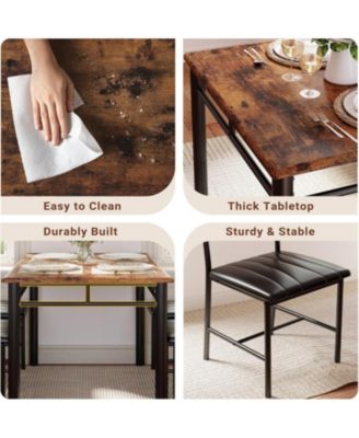 4 PC Wood high backrests and thick padded seats Dining Table Set