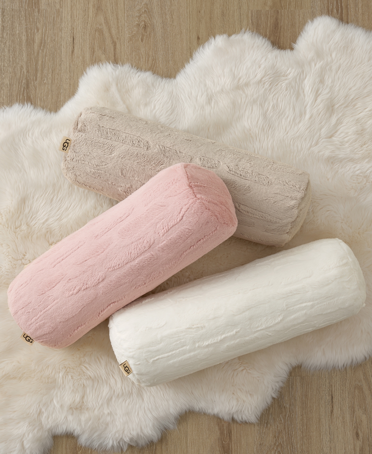 Ugg Valor Carved Faux-fur Bolster Decorative Pillow, 8" X 26"