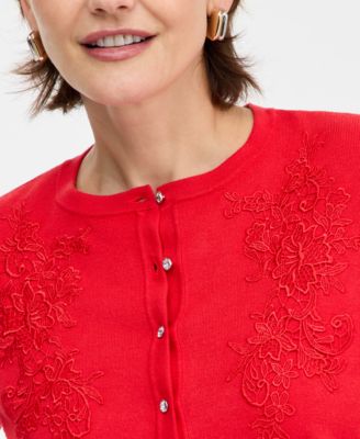 Women's Lace Applique Party Cardigan, Created for Macy's