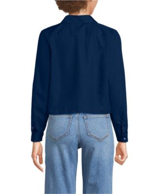 Women's Boxy Cropped No Iron Pintuck Shirt