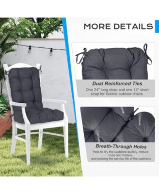 Outdoor 42"x 20" x5" Tufted Back Cushions Patio Replacement Chair Cushion with Ties, Water and Fade Resistant for All Weather, Set of 2