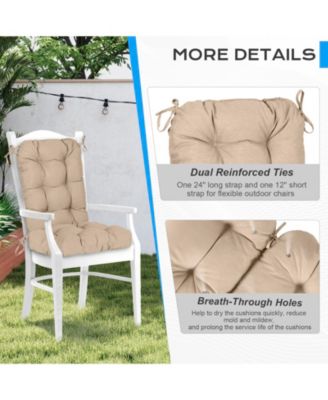 Outdoor Tufted Water & Fade-Resistant Patio Chair Back Cushions with Ties, Set of 2, 42" x 20" x 5"