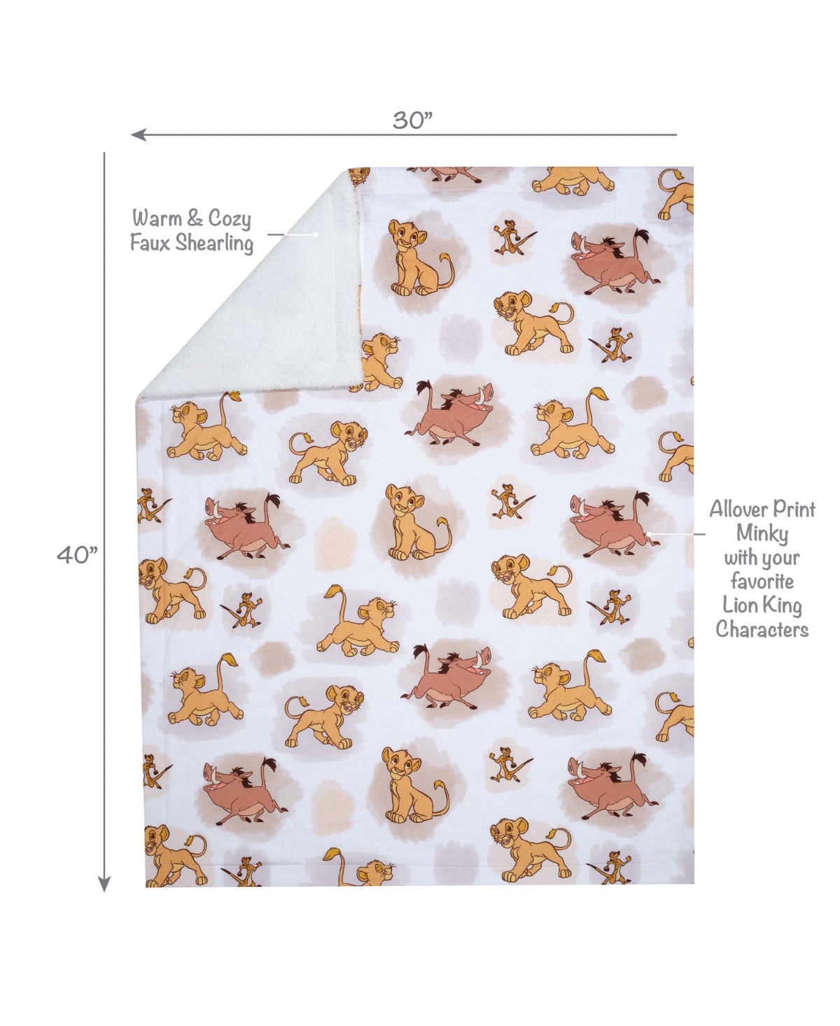 Lambs & Ivy Disney Baby Lion King Safari Soft White Fleece Baby Blanket