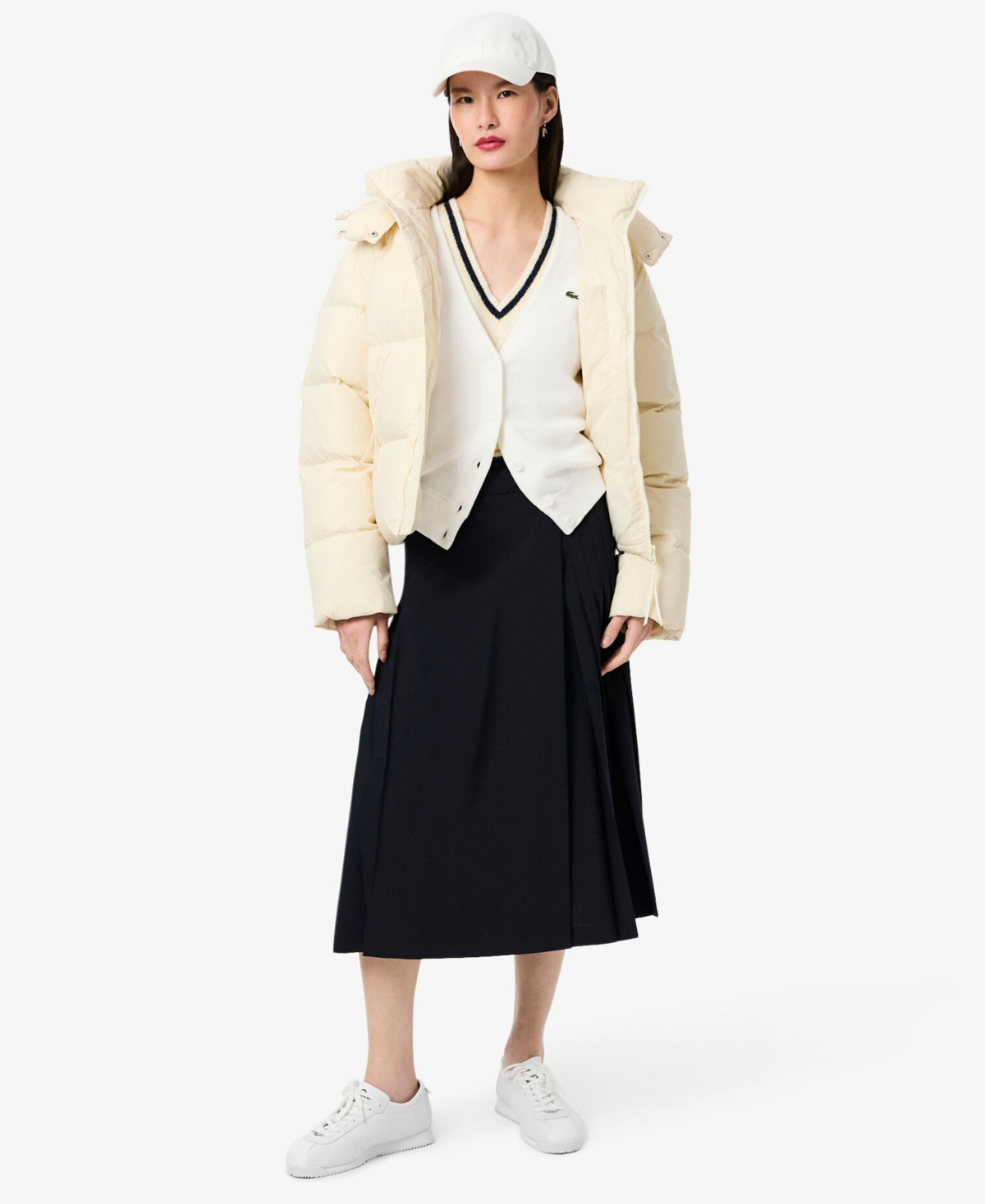 Lacoste Usa Women's V-Neck Cardigan Sweater