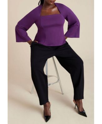 Women's Plus Size Square Neck Seam Detail Top