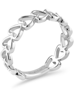 Open Heart Ring in Rhodium Plated Sterling Silver, Size 9