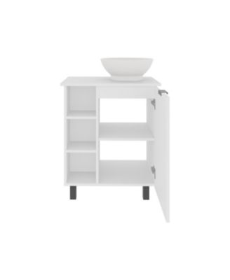 Dobson Vanity Sink, 1 Door, 4 Legs, 5 Shelves, White