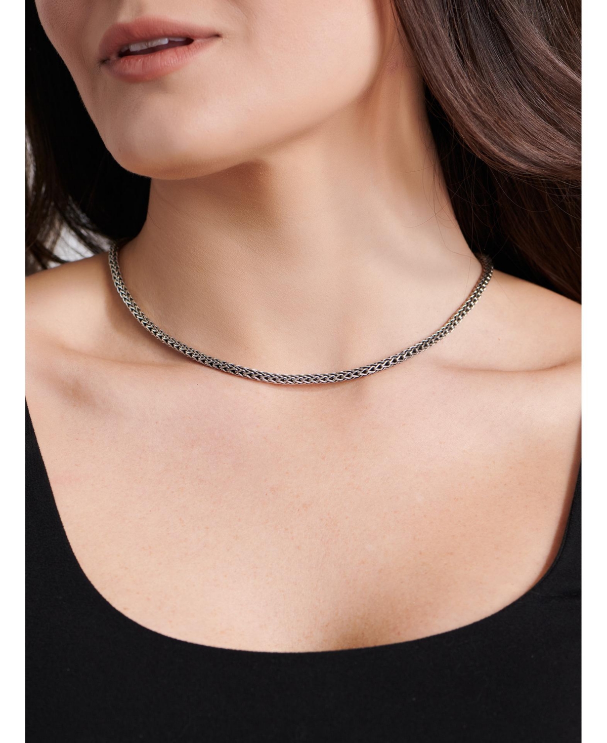 Devata Dragon Bone Round 4mm Chain Necklace in Sterling Silver