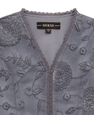 Girls' 7-16 Floral Embroidered Long-Sleeve Blouse