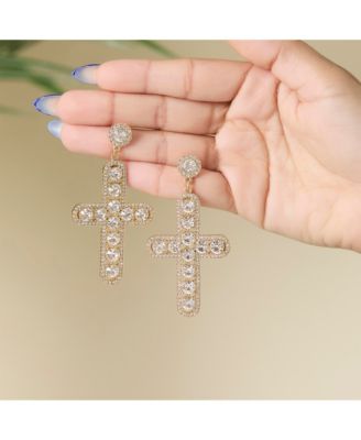 Crystal Cross Drop Earrings