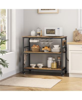 36.5” H Kitchen Island Cart with Charge Station