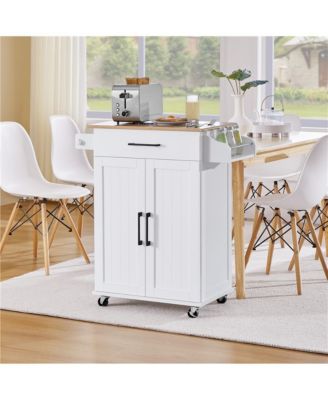 35” H Rolling Kitchen Island Cart with Spice Rack