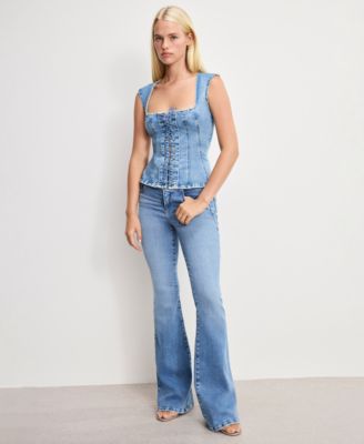 Dolly Lace-Up Peplum Top, Regular & Plus Size