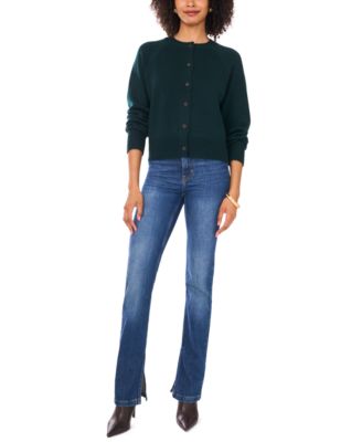 Women's Cozy Crewneck Raglan-Sleeve Cardigan Sweater