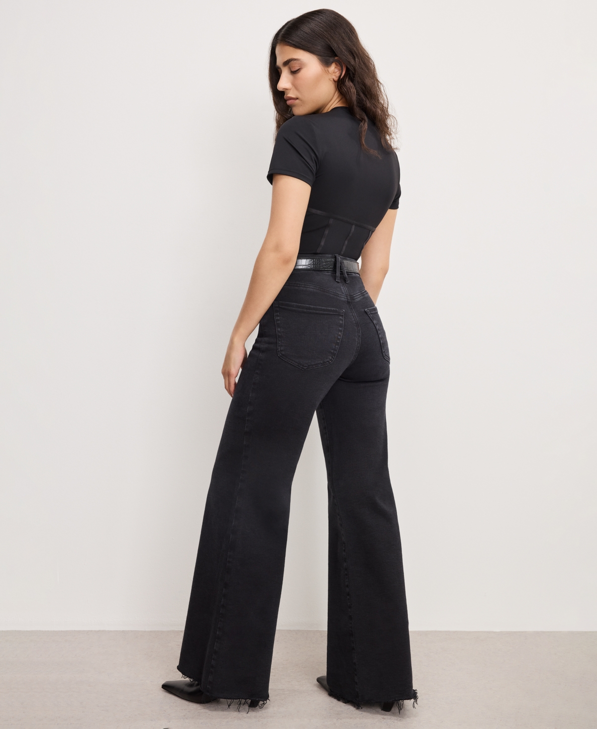 Good American Women's Wide-leg High-rise Jeans In Black