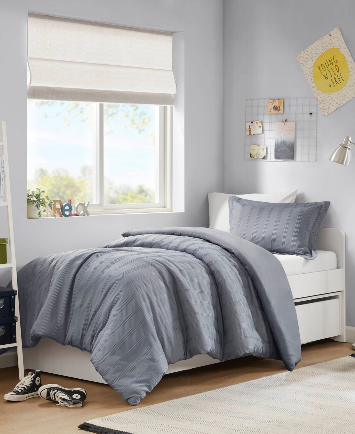 510 Design Logan Woven Striped 2-pc. Duvet Cover Set, Twin/twin Xl In Gray