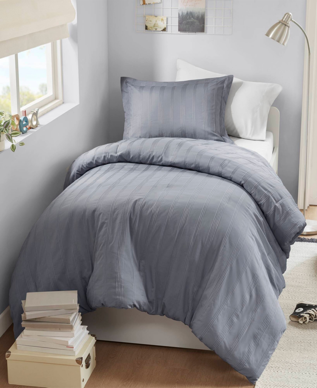 510 Design Logan Woven Striped 2-pc. Duvet Cover Set, Twin/twin Xl In Gray