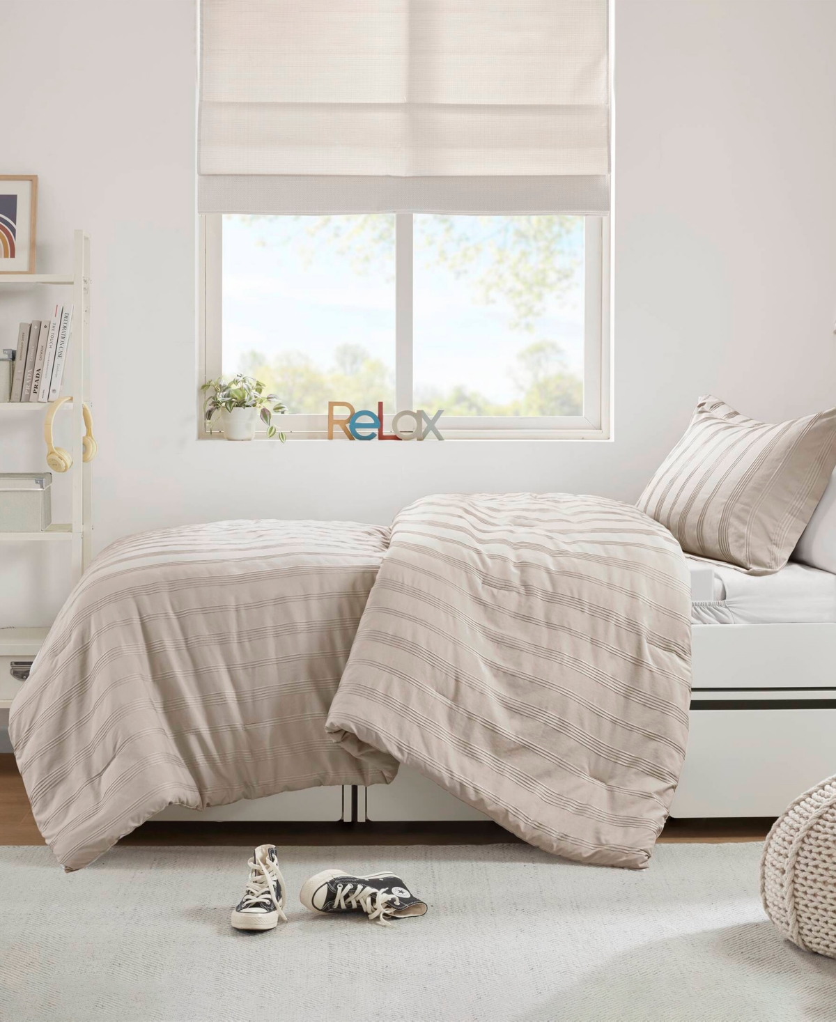 510 Design Logan Woven Striped 2-pc. Duvet Cover Set, Twin/twin Xl In Neutral