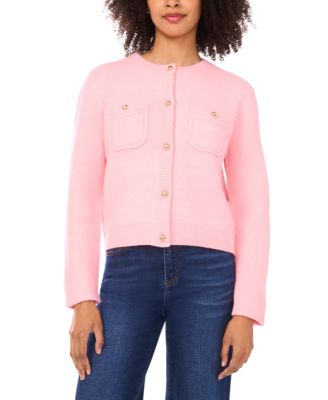 Women's Long Sleeve Patch Pockets Cardigan