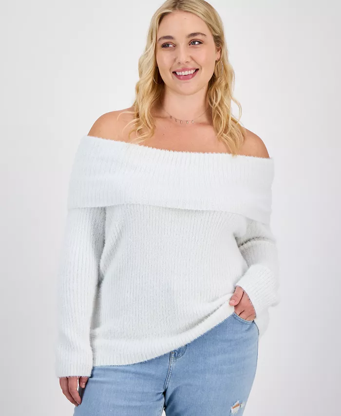 Trendy Plus Size Off-The-Shoulder Sweater - thumbnail 4