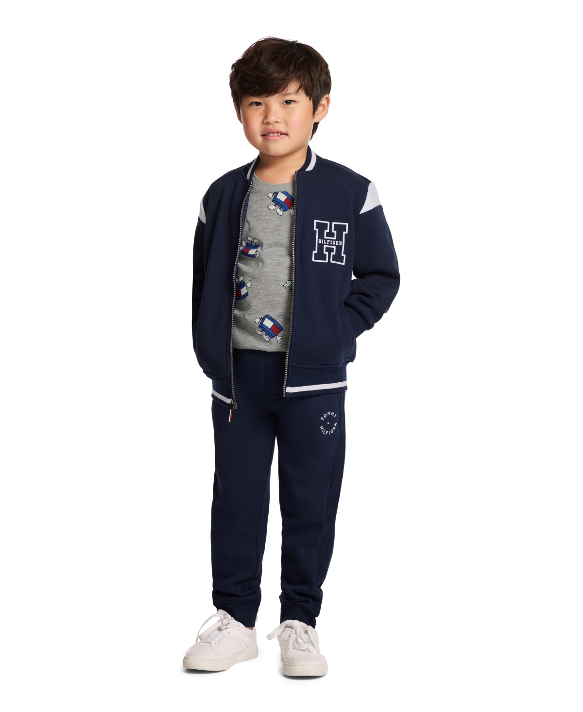 Tommy Hilfiger Toddler And Little Boys Mascot Allover Printed T-shirt In Gray