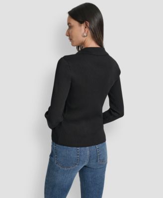 Petite Ribbed Johnny-Collar Sweater
