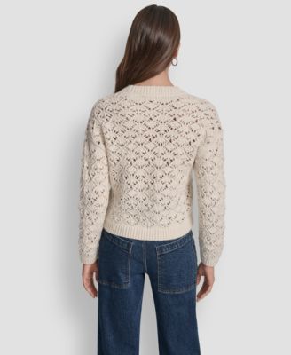 Petite Pointelle Crewneck Sweater
