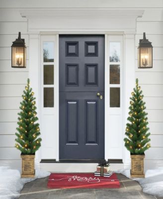 Puleo International Puleo 3.5' B/O Potted Pre-Lit Trees with 35 Warm White LED Lights, Plastic Pot and 90 Tips, Set of 2