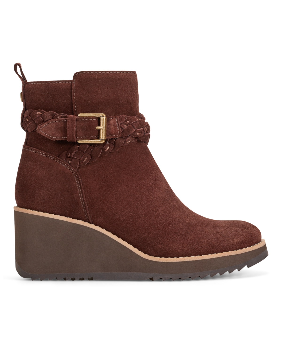 Earth Women's Chace Buckle Strap Wedge Booties In Brown
