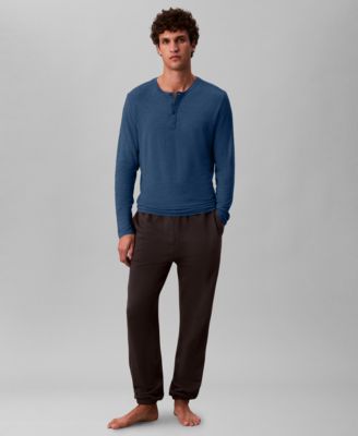 Men's Henley Neck Sleep Top