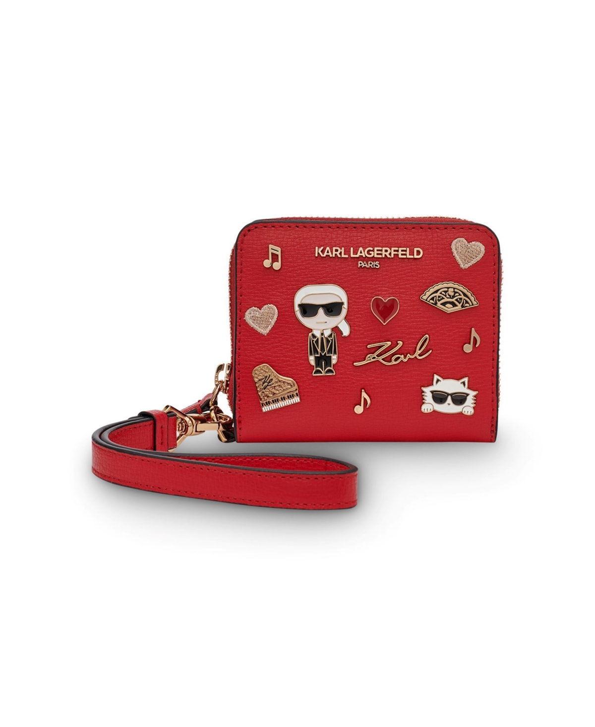 Karl Lagerfeld Zipper Wallet In Red